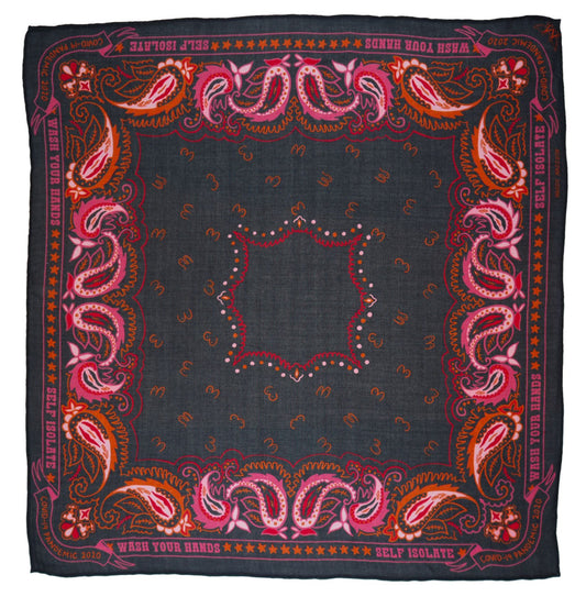 Covid Paisley - Pink/Navy